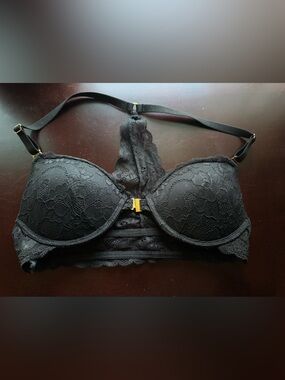 Lace Racerback Push-Up Bra - Black